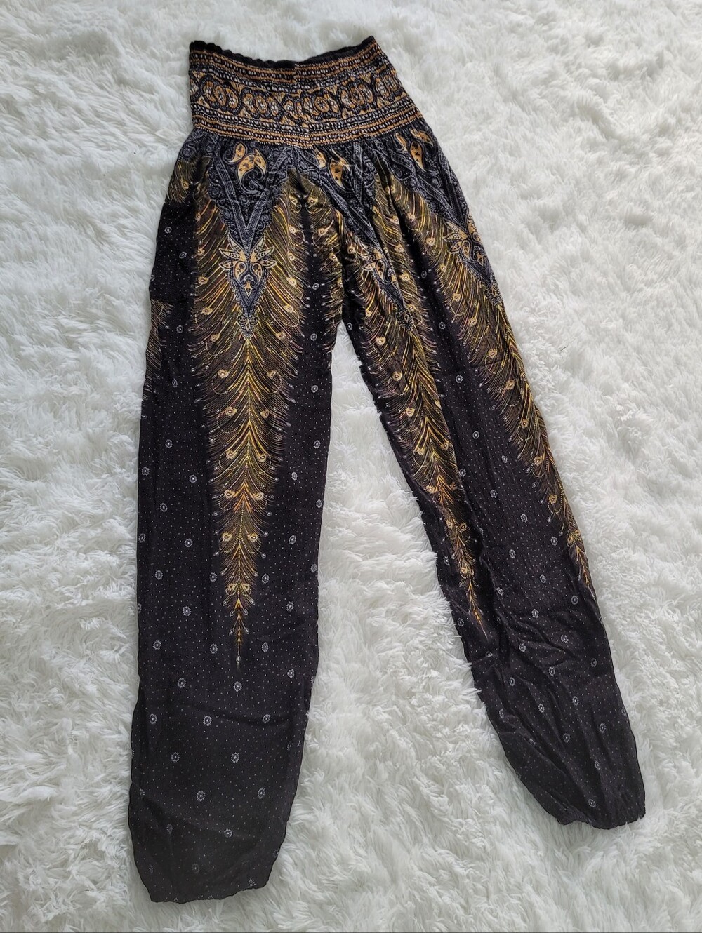 Peacock Patterned Harem Pants | Size Small